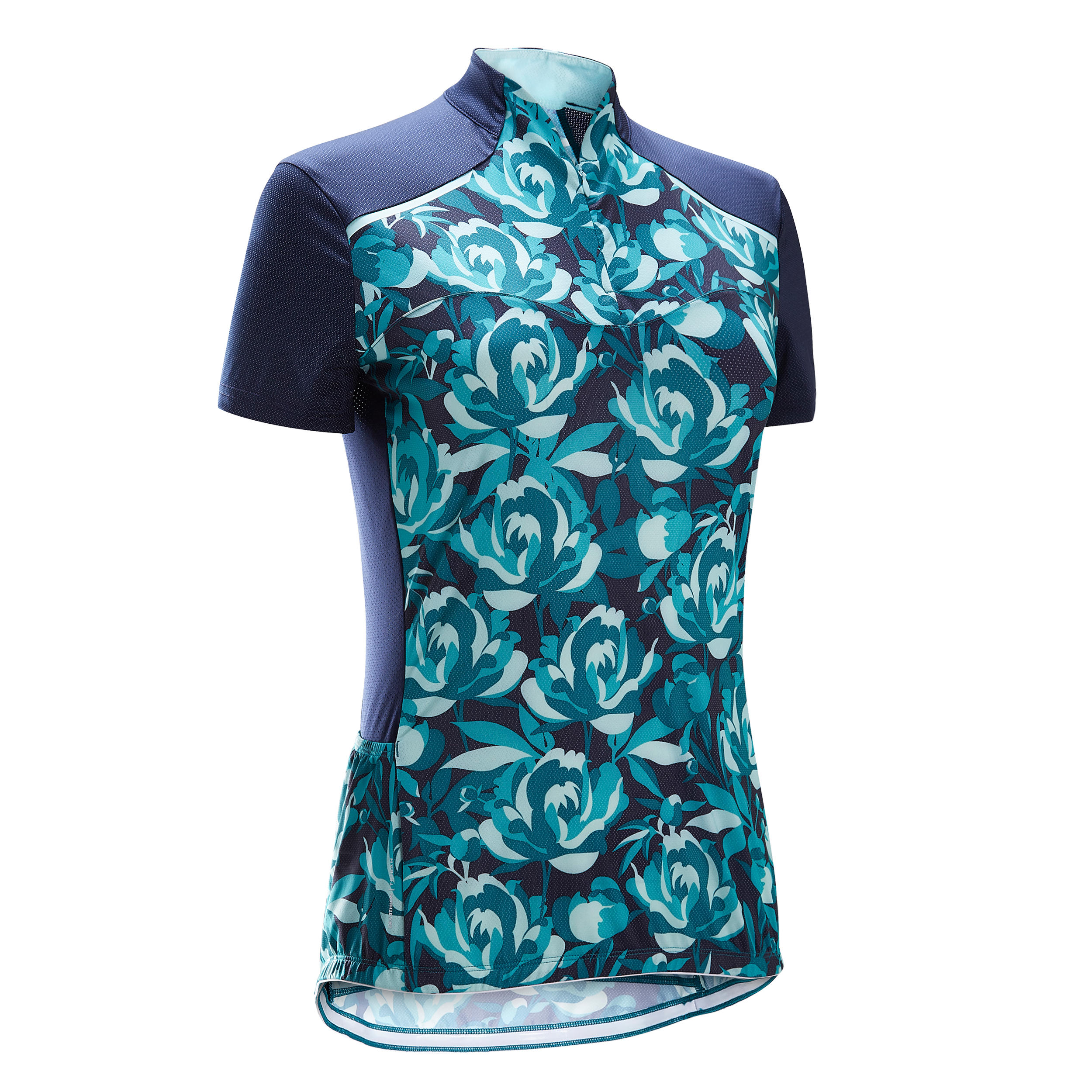 TRIBAN Women's Short-Sleeved Cycling Jersey 500 - Floral Green 