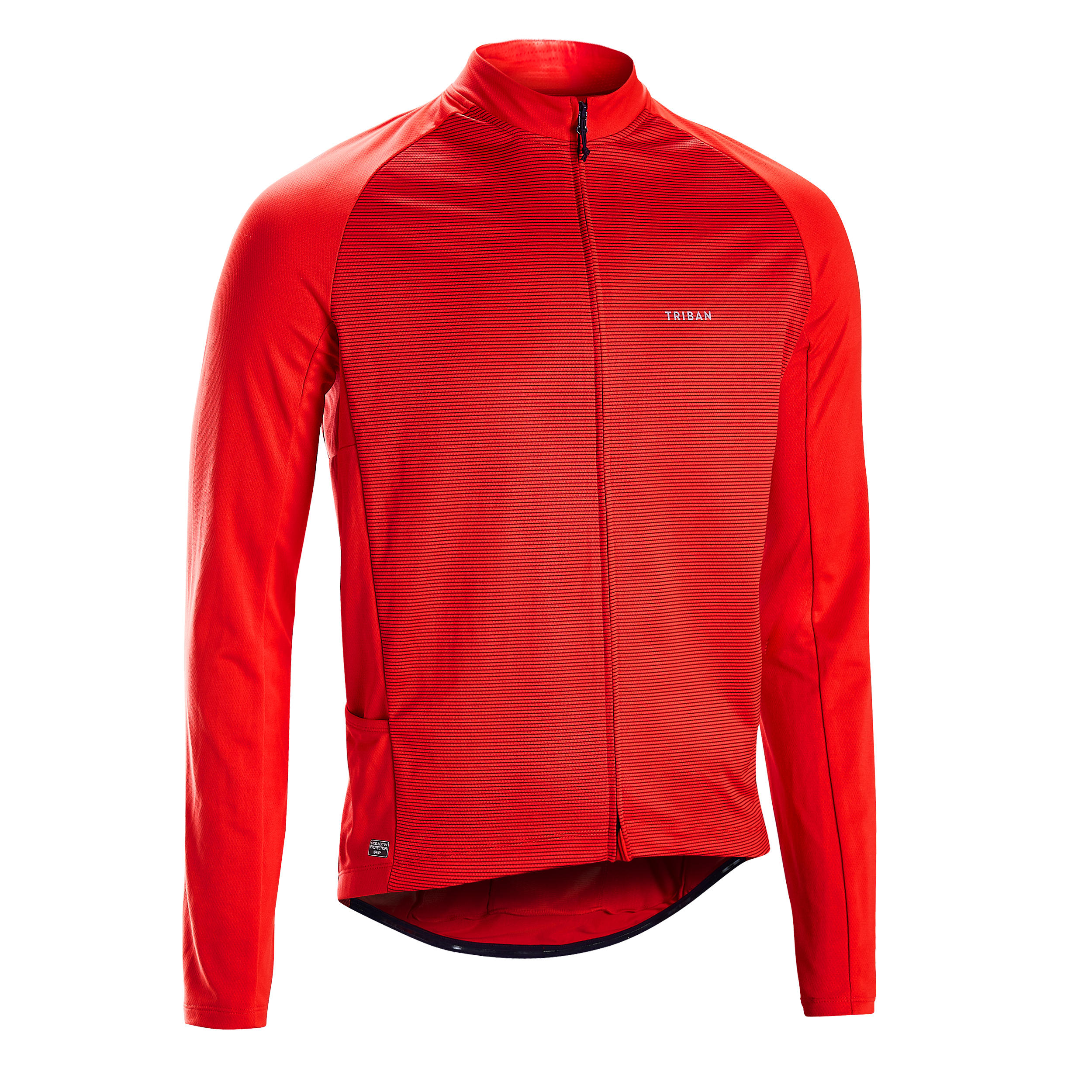 MAILLOT MANCHES LONGUES VELO ROUTE TPS CHAUD ANTI UV RC100 ROUGE