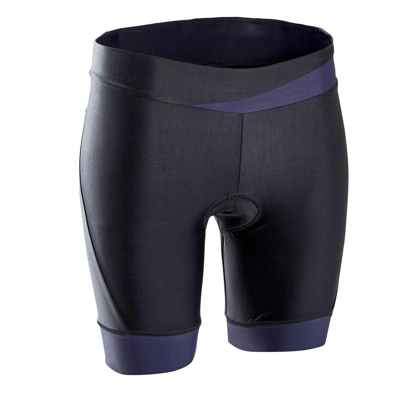CALÇÕES JUSTOS DE BICICLETA SEM ALÇAS 500 MULHER PRETO AZUL MARINHO