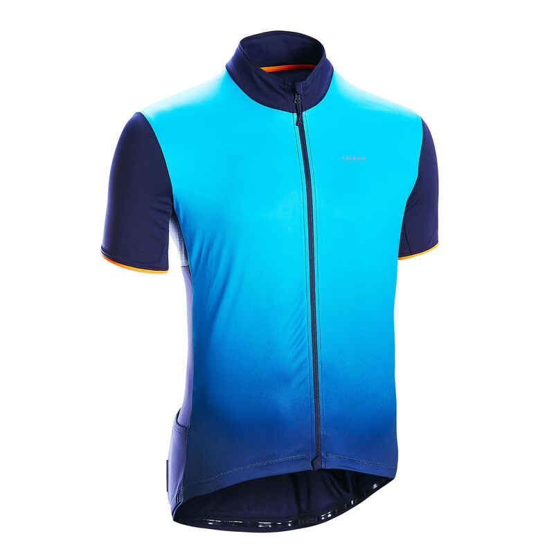 Maillot ciclismo manga corta verano hombre Triban RC 500 azul degradado