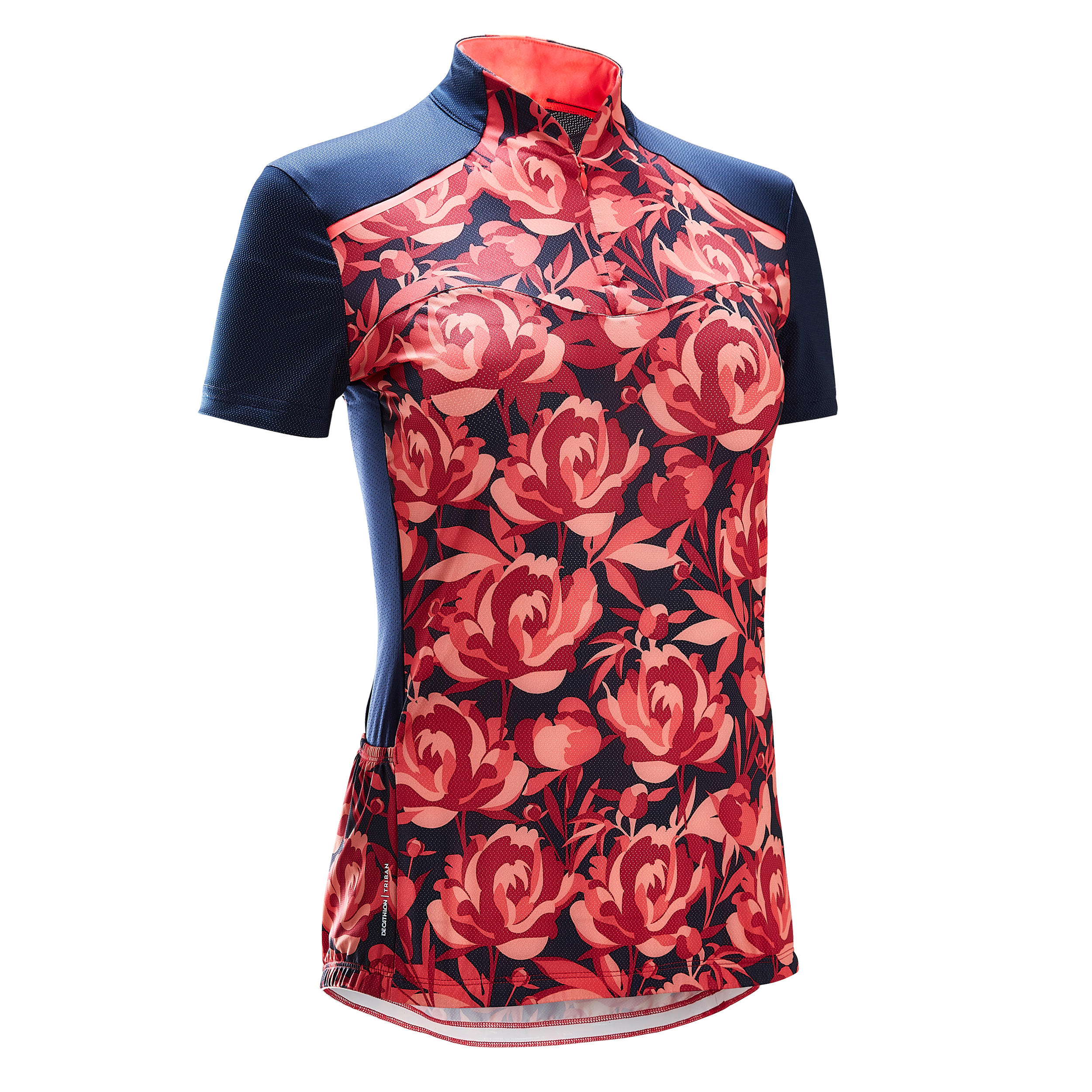 TRIBAN Women's Short-Sleeved Cycling Jersey 500 - Floral Pink