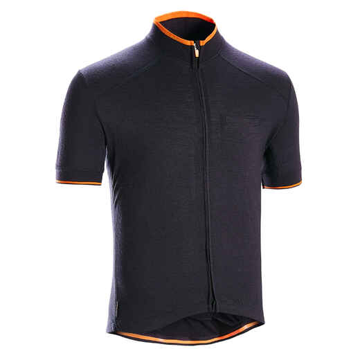 
      Men's Merino Short-Sleeved Cycling Jersey GRVL900 - Black
  