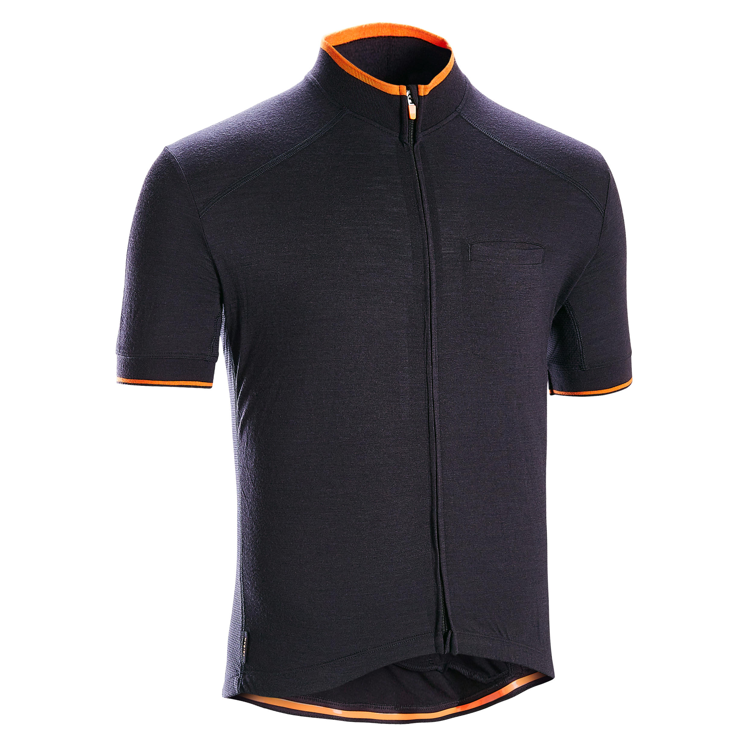 Men's Merino Short-Sleeved Cycling Jersey GRVL900 - Black 1/9