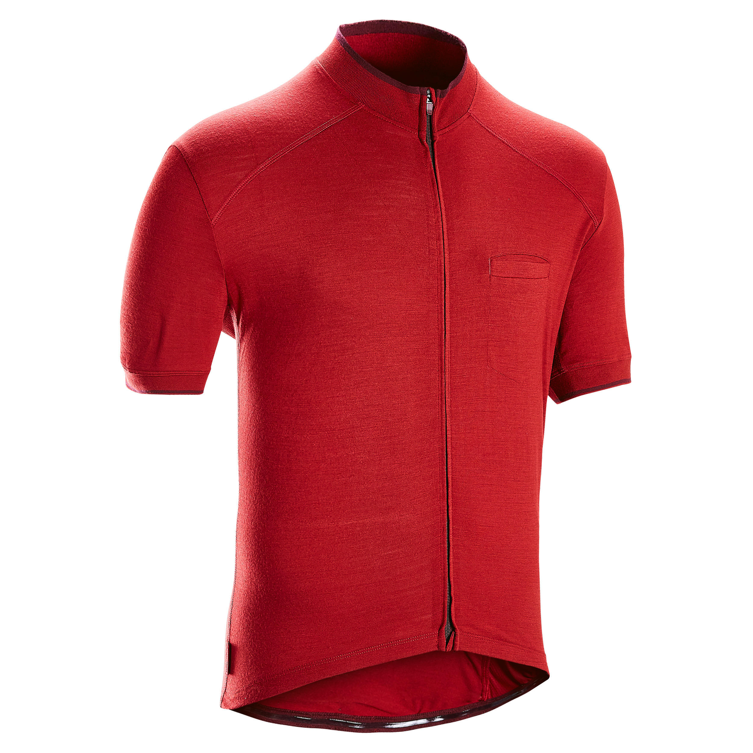 Men's Merino Short-Sleeved Cycling Jersey GRVL900 - Burgundy 1/8