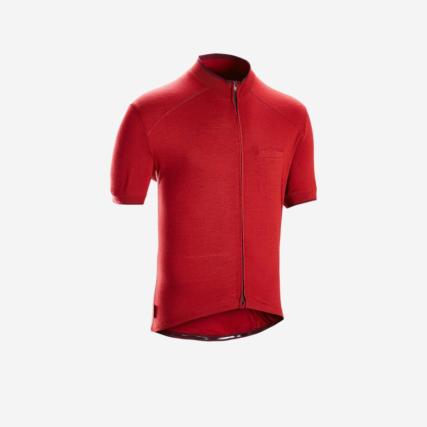 Men's Merino Short-Sleeved Cycling Jersey GRVL900 - Burgundy