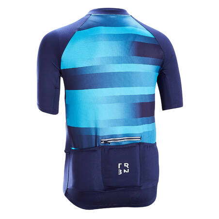 Men's Short-Sleeved Warm Weather Road Cycling Jersey RC100 - Vib/Navy
