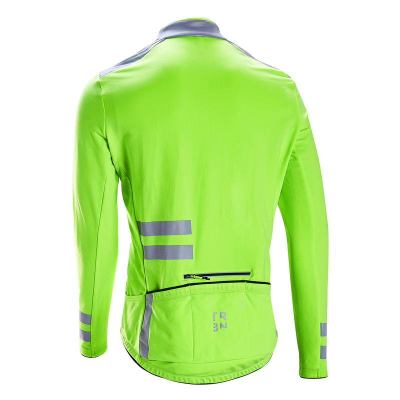 HiVis EN1150 Warm Cycling Jersey RC 500 Neon Yellow Decathlon