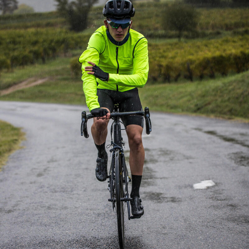 CHAQUETA DE CICLISMO INVIERNO HOMBRE VAN RYSEL CONVERTIBLE AMARILLO