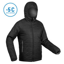 Men's Mountain trekking padded jacket TREK 100 with Hood - Black