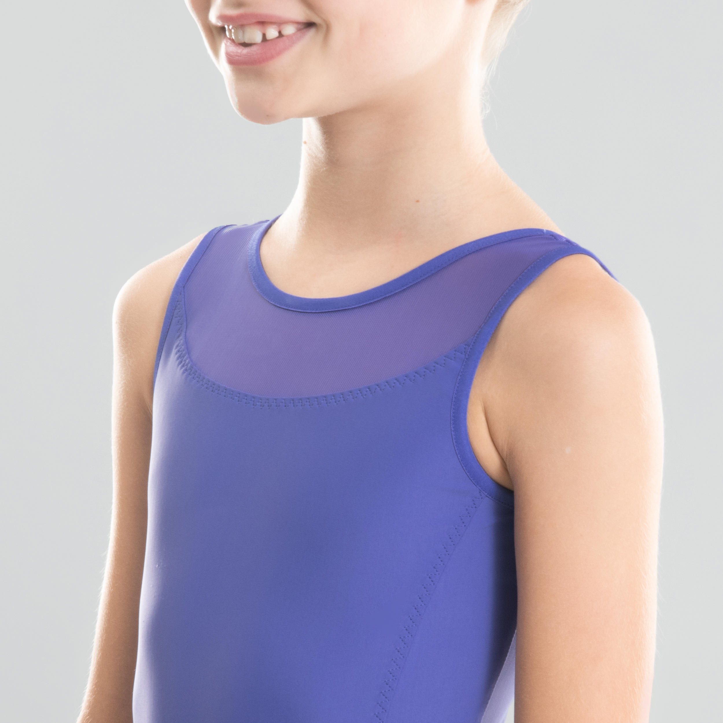 Justaucorps danse classique bleu bi-matière fille 3/9