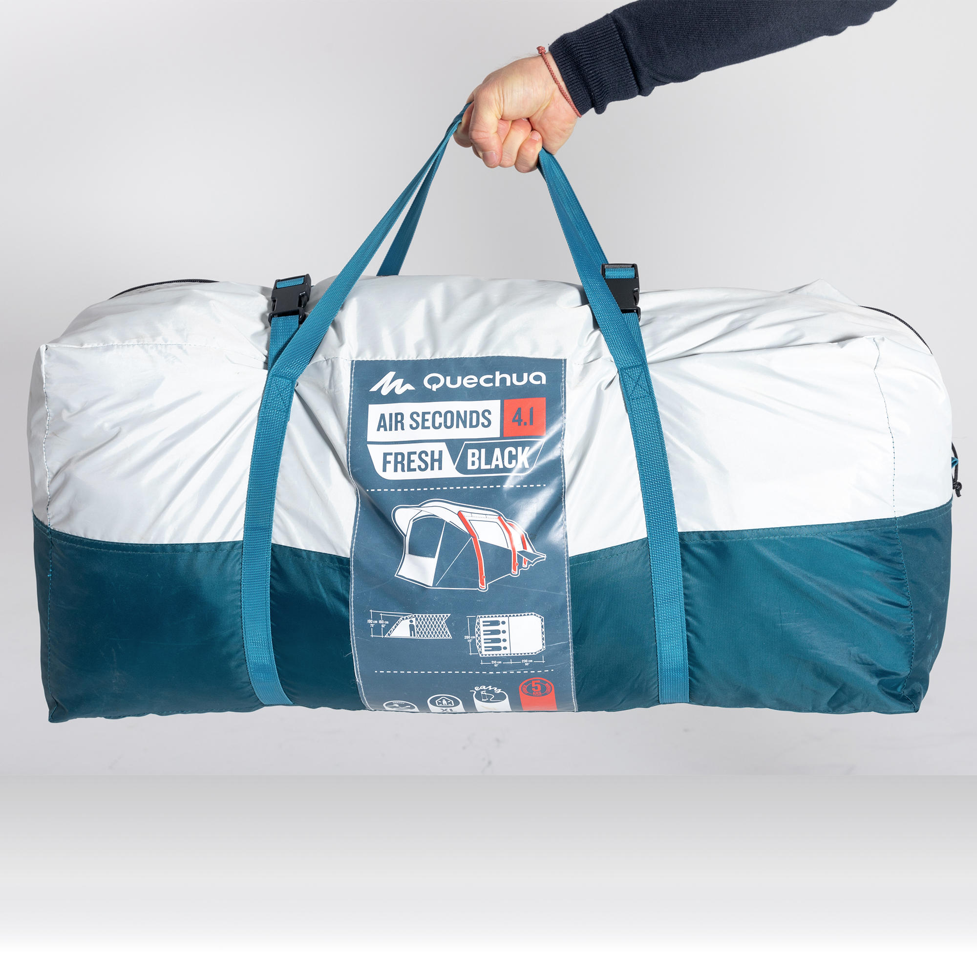 Tente de camping gonflable 4 personnes, Air Seconds Fresh & Black - QUECHUA