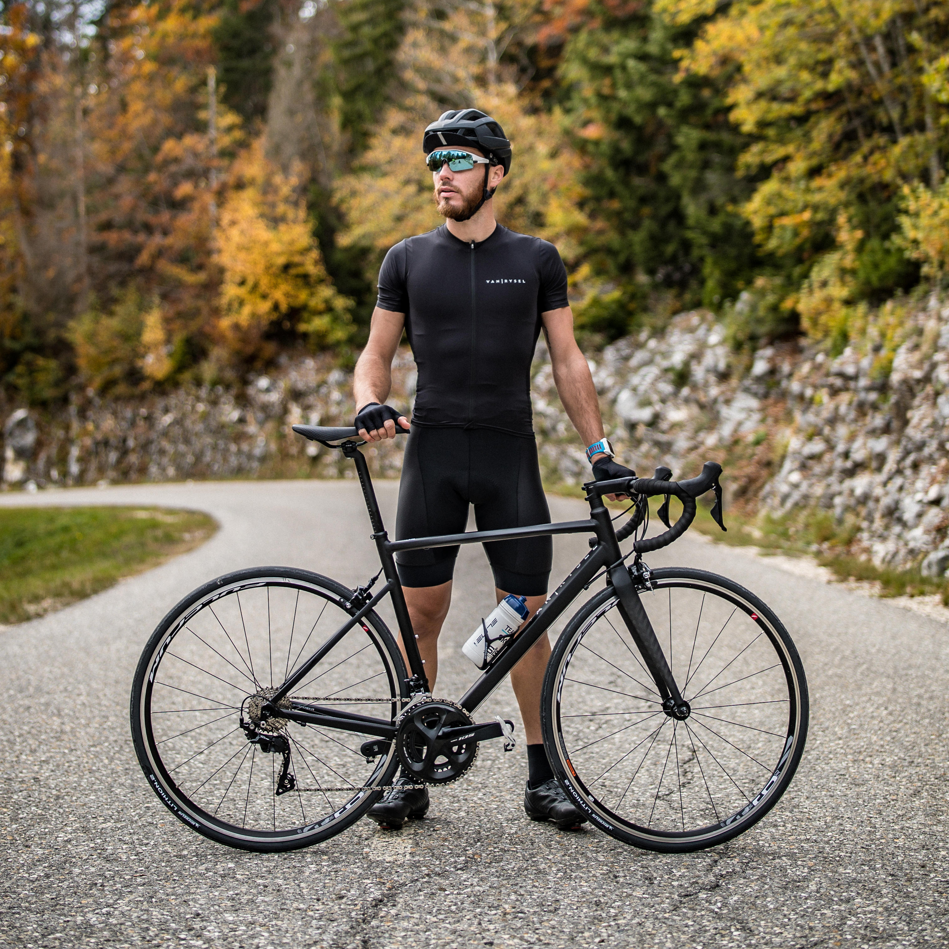 all black cycling jersey