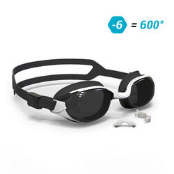 600度深色鏡片泳鏡B-FIT 500-黑色白色
