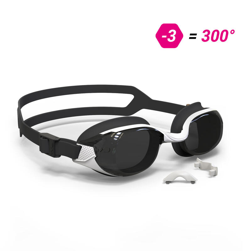300度深色鏡片泳鏡B-FIT 500－黑色白色