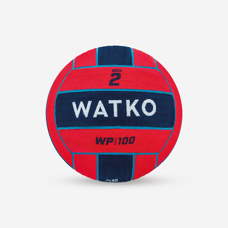 Wasserball Water Polo WP100 Größe 2 rot/blau