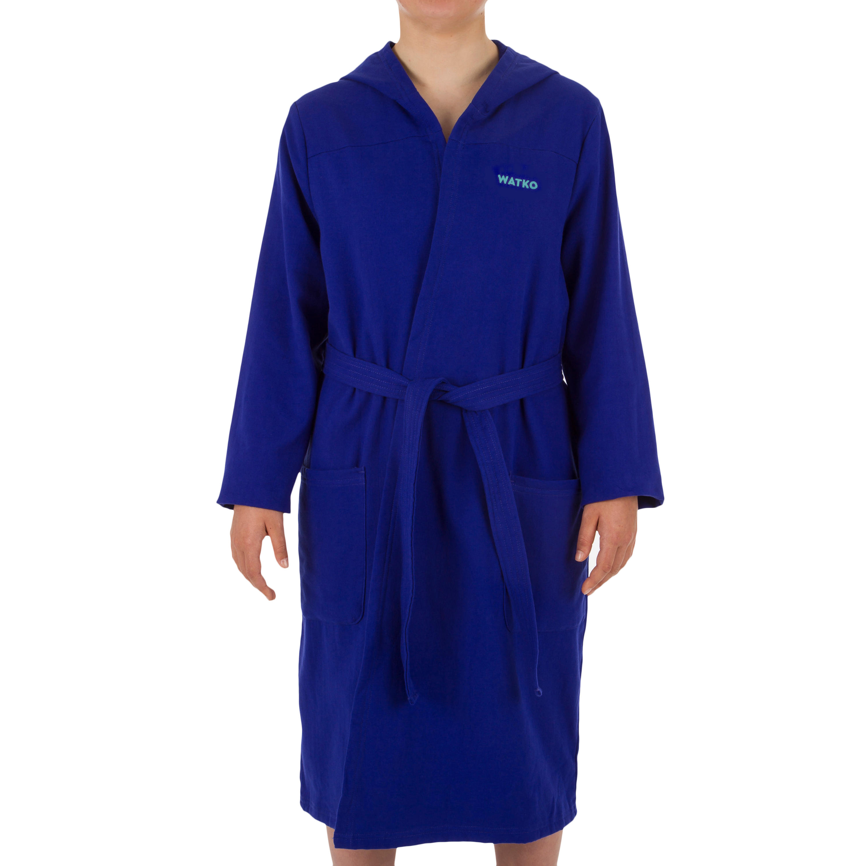 Women's Lightweight Cotton Pool Bathrobe with Hood - Purple 2/6