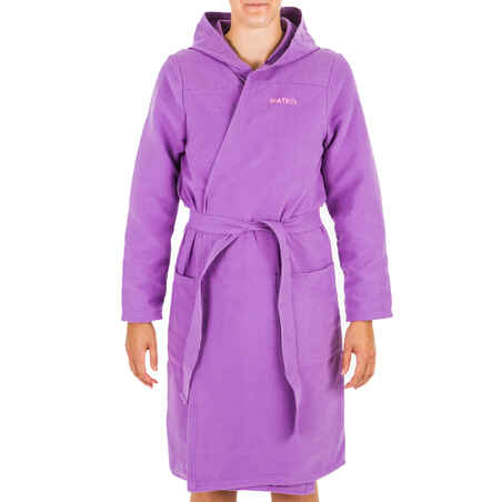 Women's Compact Microfibre Pool Bathrobe with Hood - Purple