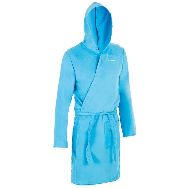 Peignoir de bain à capuche microfibre compact homme bleu