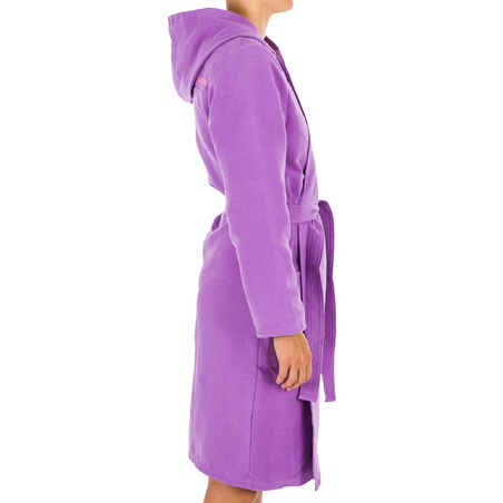 Women's Compact Microfibre Pool Bathrobe with Hood - Purple