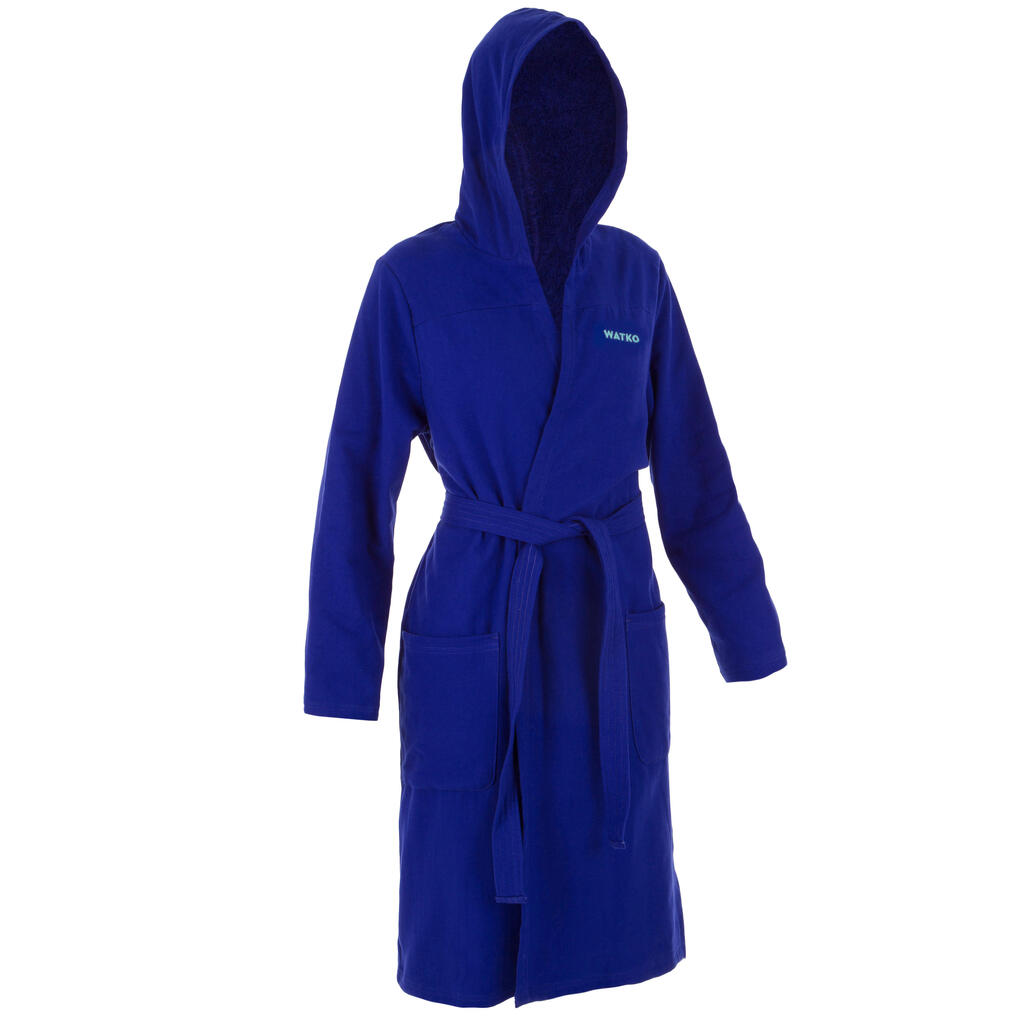 Women's Lightweight Cotton Pool Bathrobe with Hood - Purple