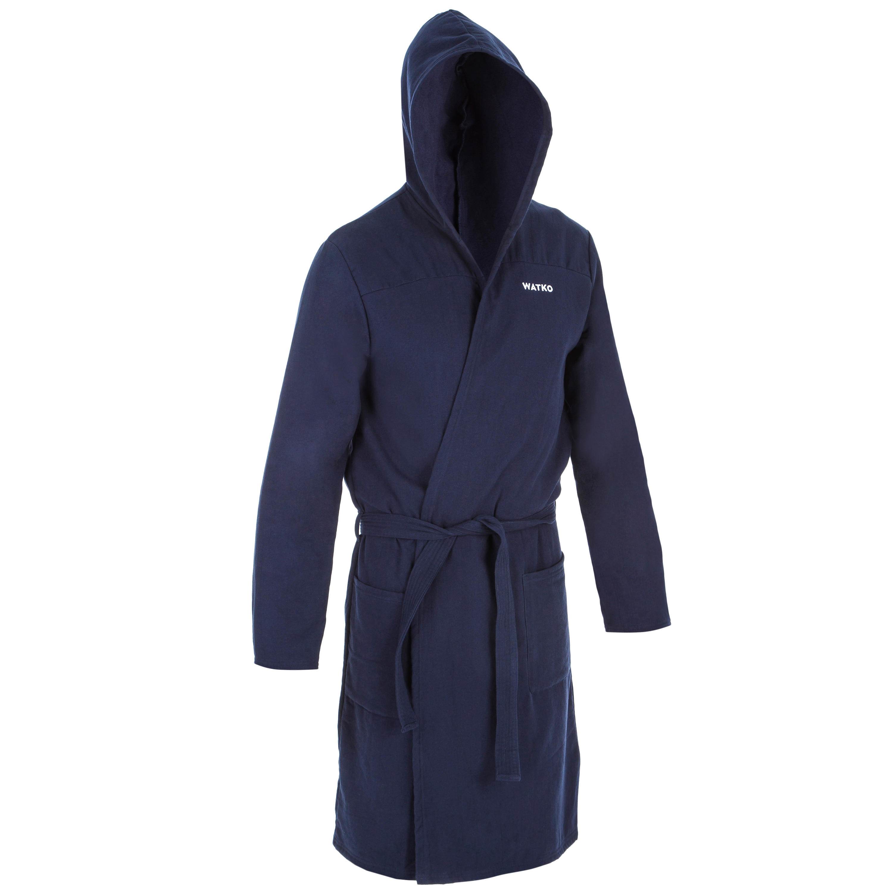 Men's Lightweight Cotton Pool Bathrobe with Hood WATKO Decathlon