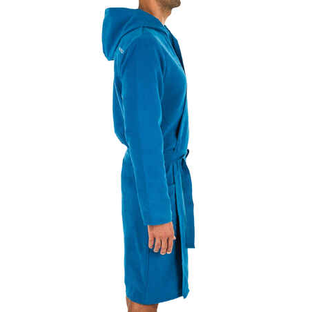 برنص للرجال مخصص للسباحة له غطاء للرأس وجيوب وحزام - أزرق