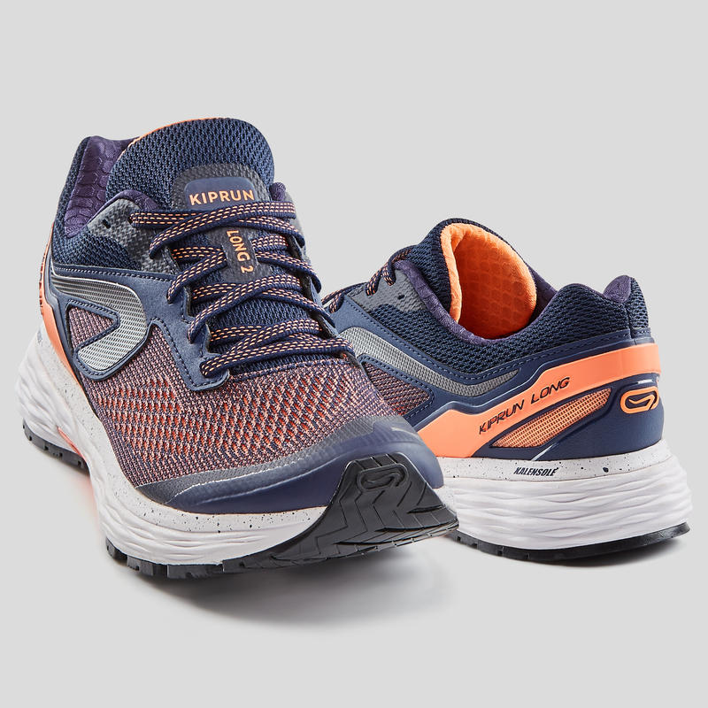 KIPRUN LONG 2 WOMEN'S RUNNING SHOES BLUE/CORAL
