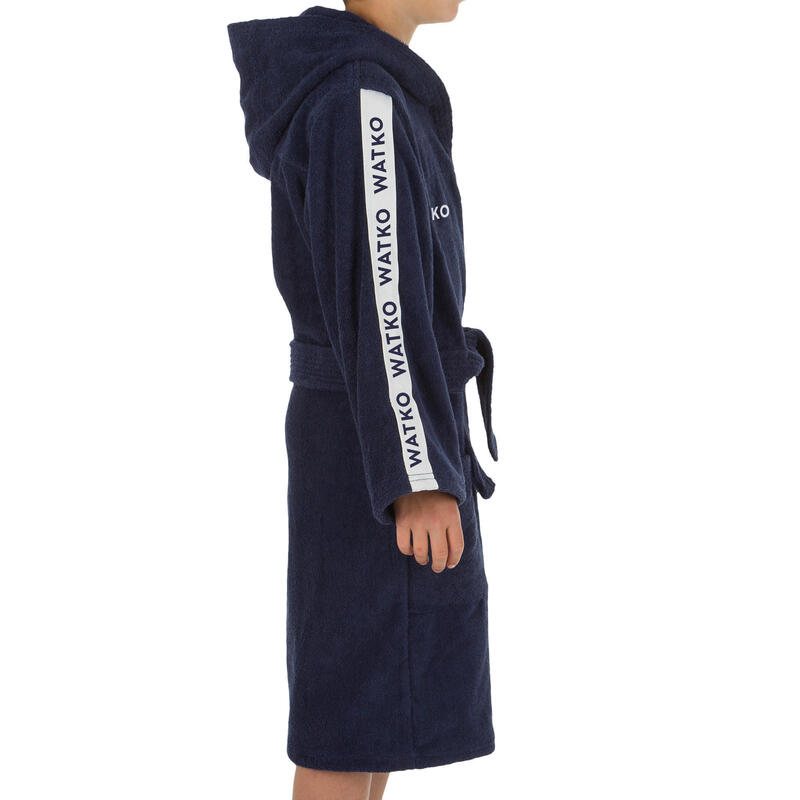 Peignoir coton epais water polo 500 enfant bleu fonce