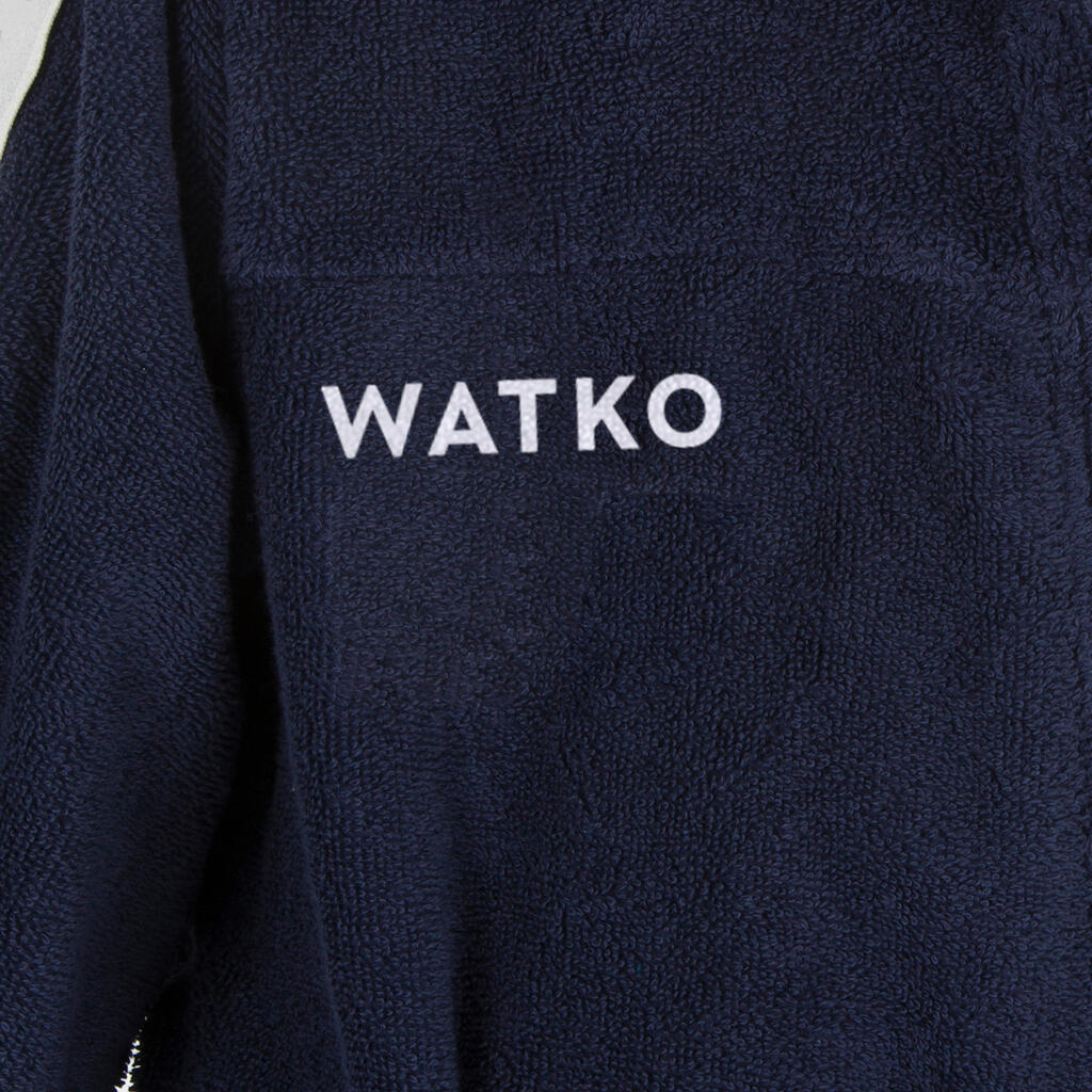 KIDS' WATER POLO THICK COTTON POOL BATHROBE - NAVY BLUE