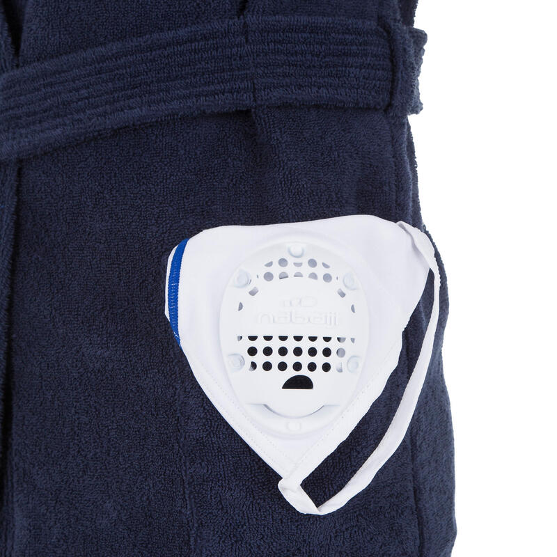 Peignoir coton epais water polo 500 enfant bleu fonce
