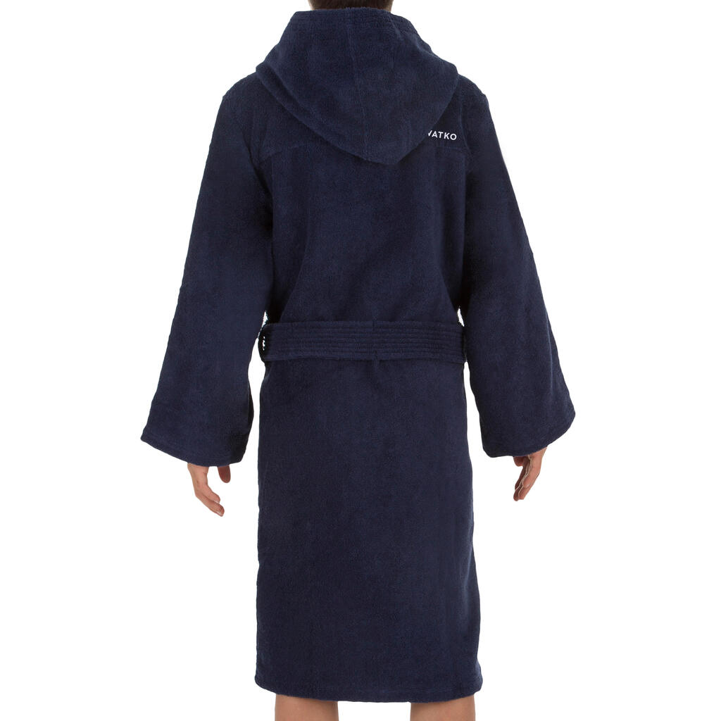 KIDS' WATER POLO THICK COTTON POOL BATHROBE - NAVY BLUE