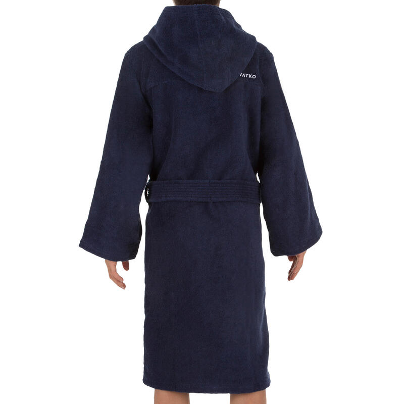 Peignoir coton epais water polo 500 enfant bleu fonce