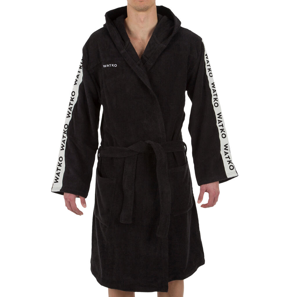 MEN'S WATER POLO THICK COTTON POOL BATHROBE - DARK BLUE