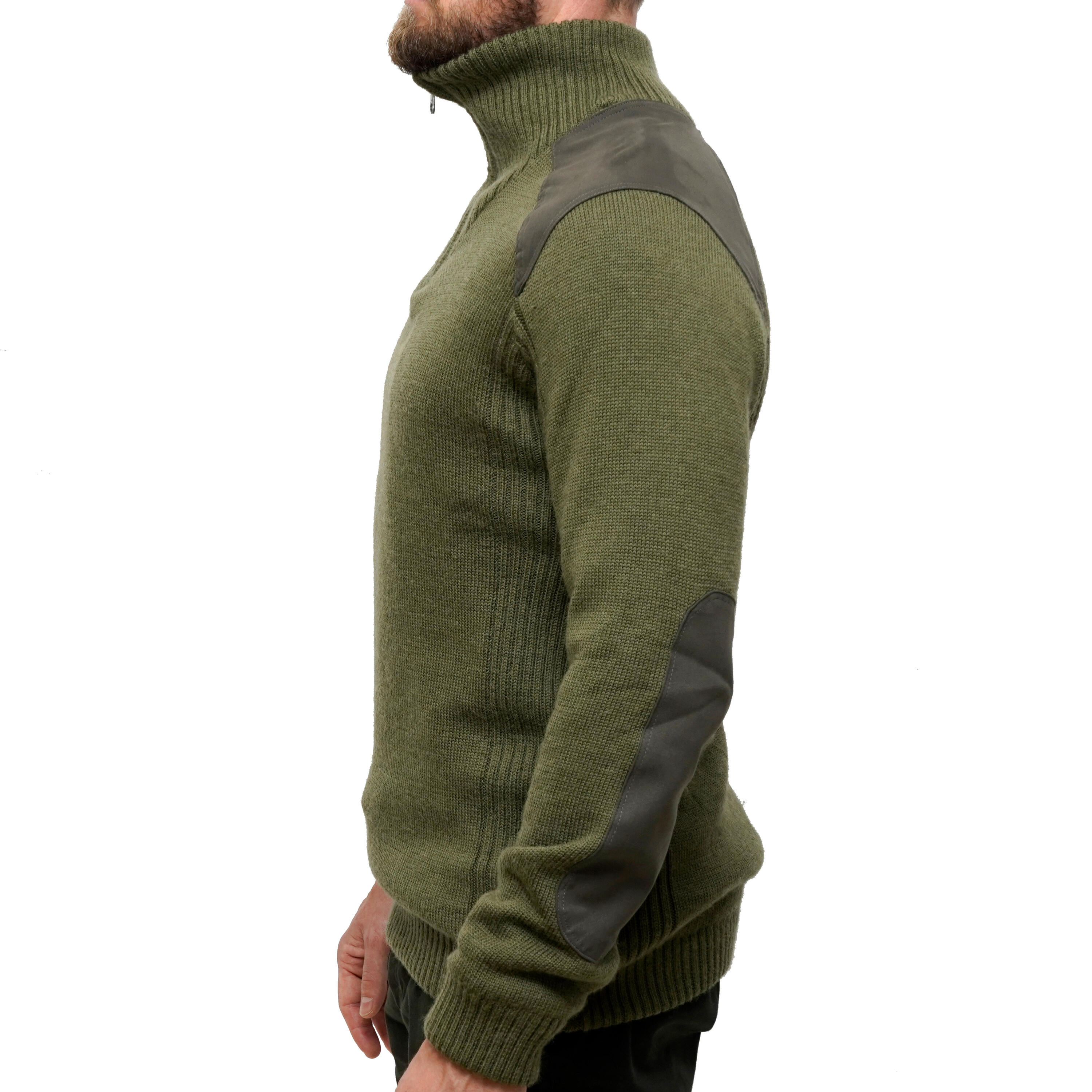 Jersey Caza Solognac 900 Hombre Calido Lana Verde Cortaviento 3/7