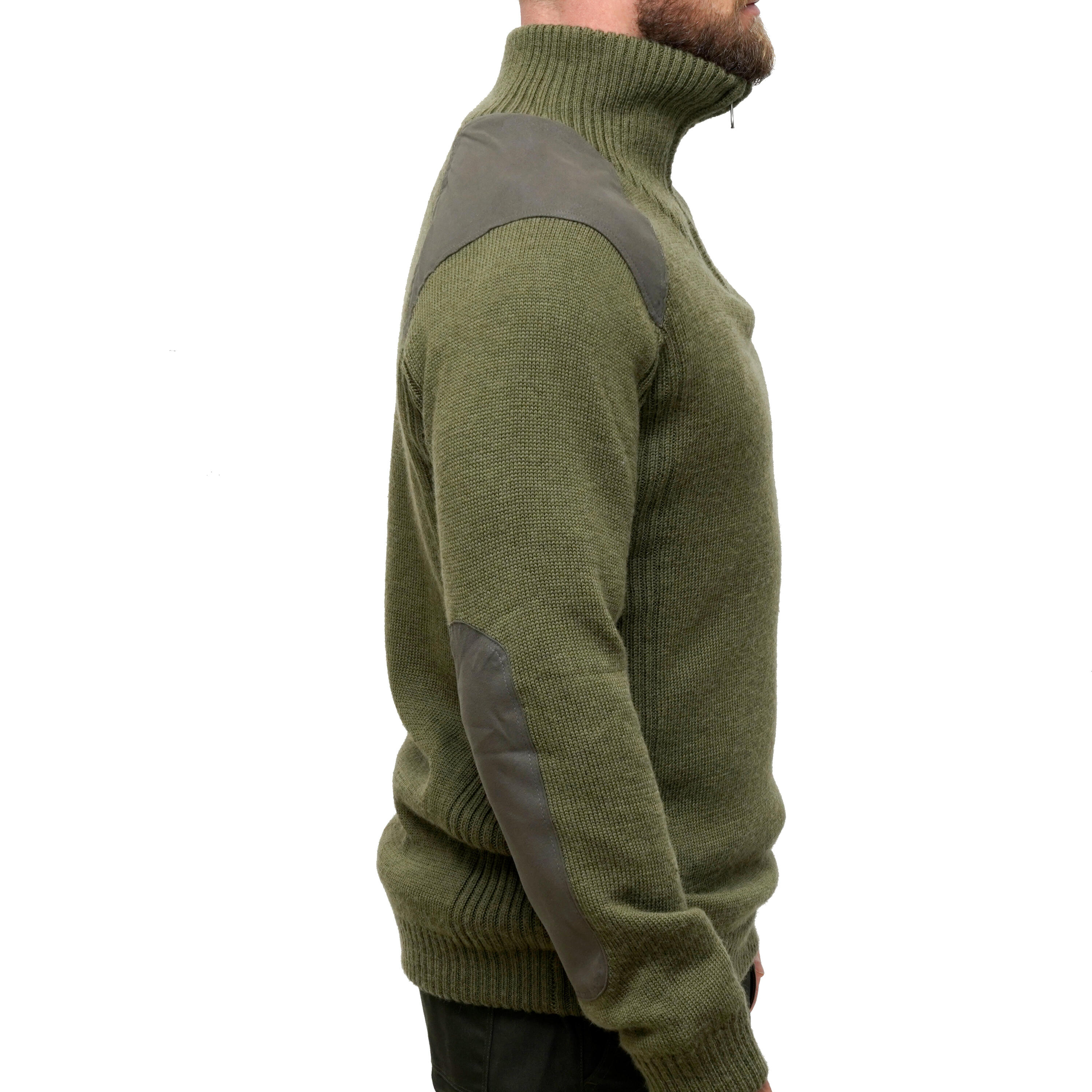Jersey Caza Solognac 900 Hombre Calido Lana Verde Cortaviento 4/7
