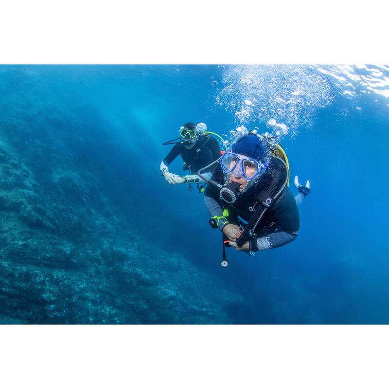 Masque de plongée sous marine SCD 500 Bi-hublot Bleu vif