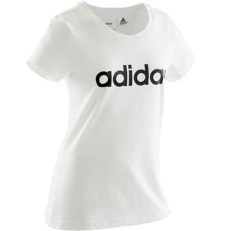 Dievčenské tričko na cvičenie biele s logom 