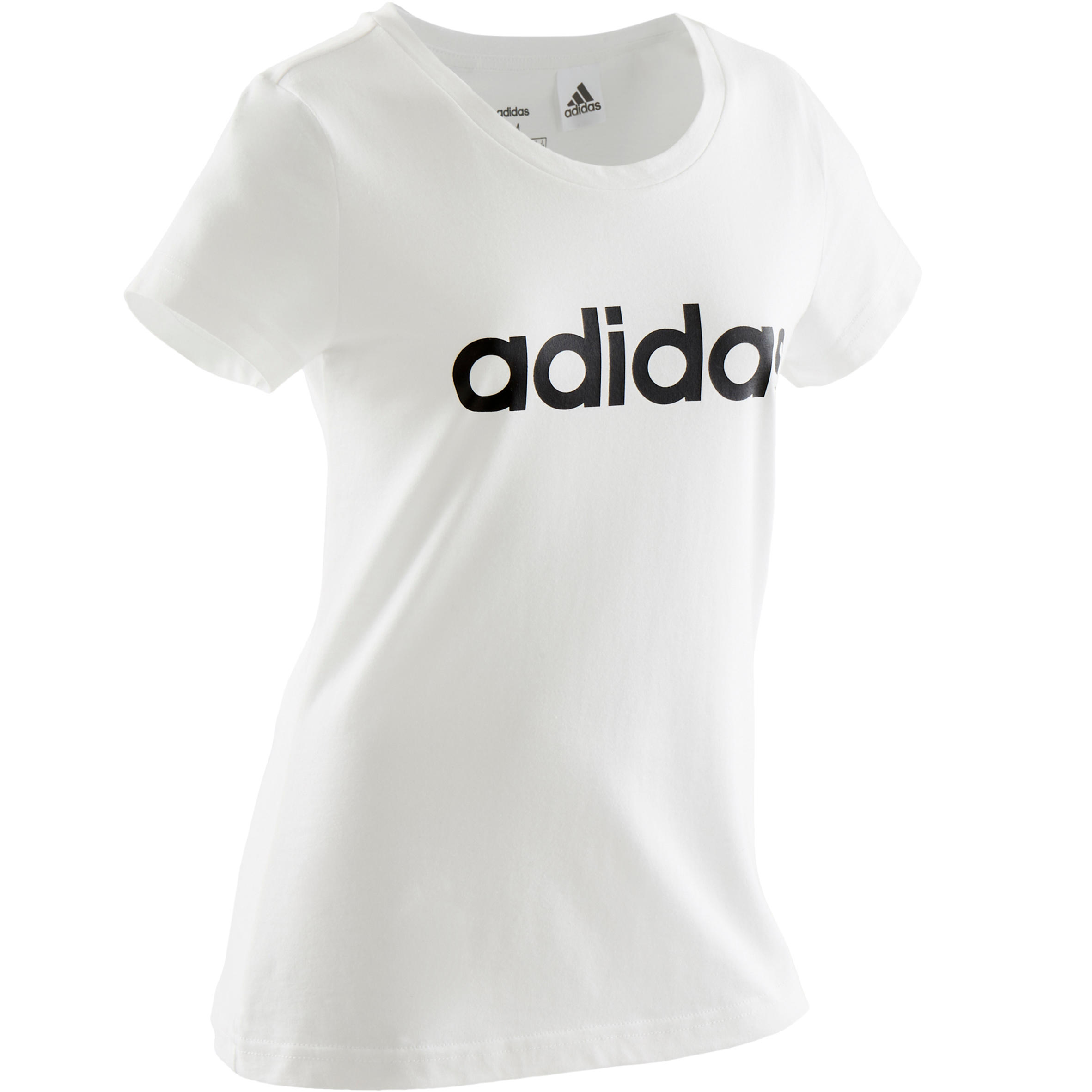 Girls' T-Shirt - White with Contrasting Black Logo on the Chest ADIDAS -  Decathlon