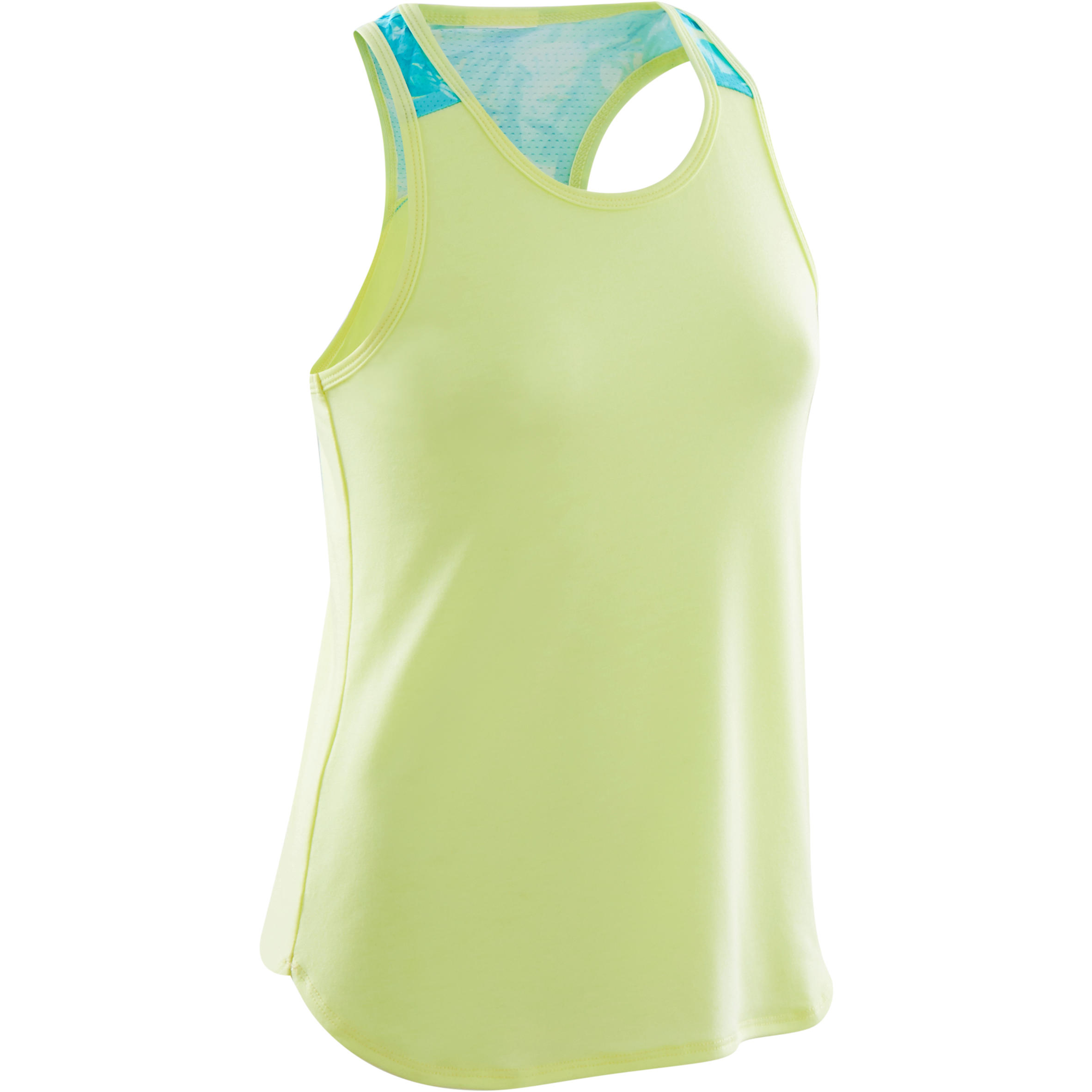 D bardeur respirant 500 fille GYM ENFANT jaune fluo vert imprim