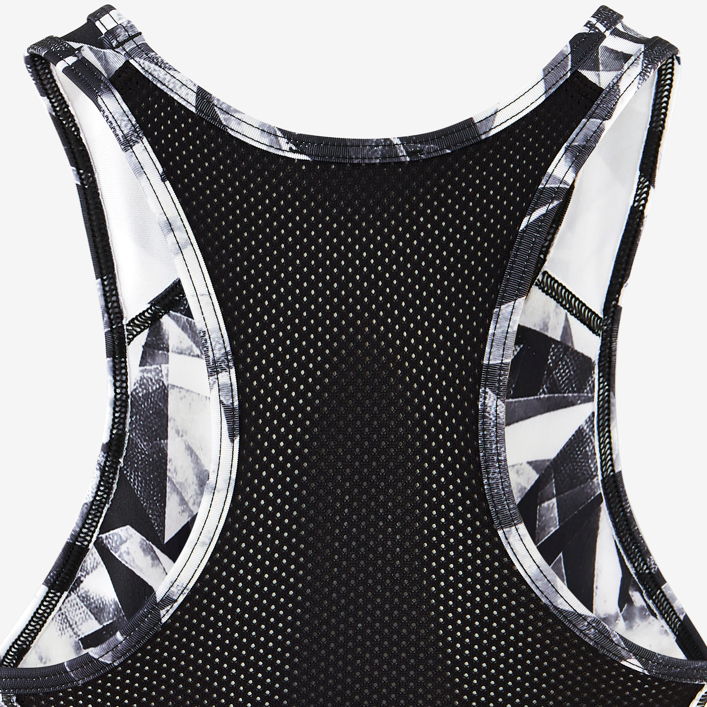 Girls' Breathable Sports Bra - Black/White Print 4/4