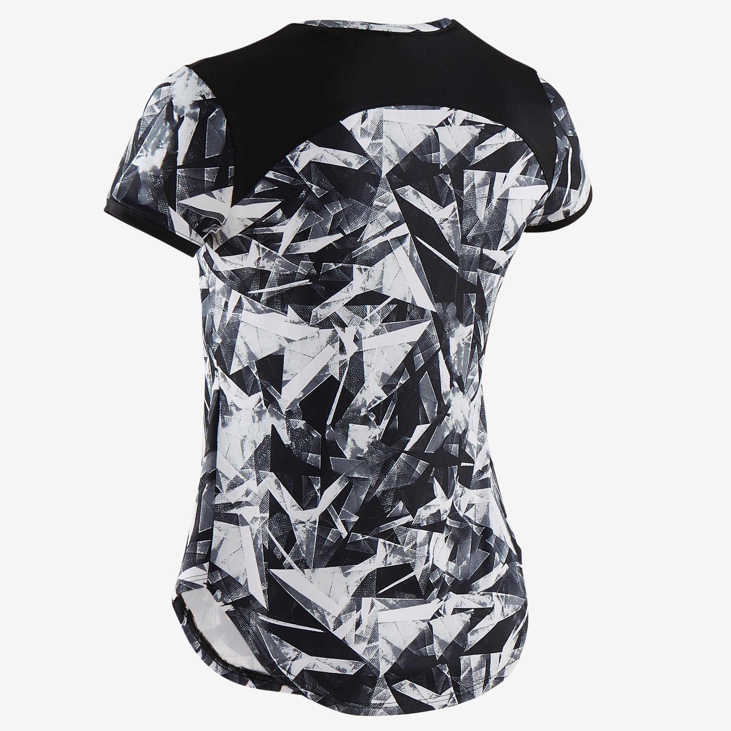 Girls' Breathable Synthetic Short-Sleeved Gym T-Shirt S500 - Black Print 3/5