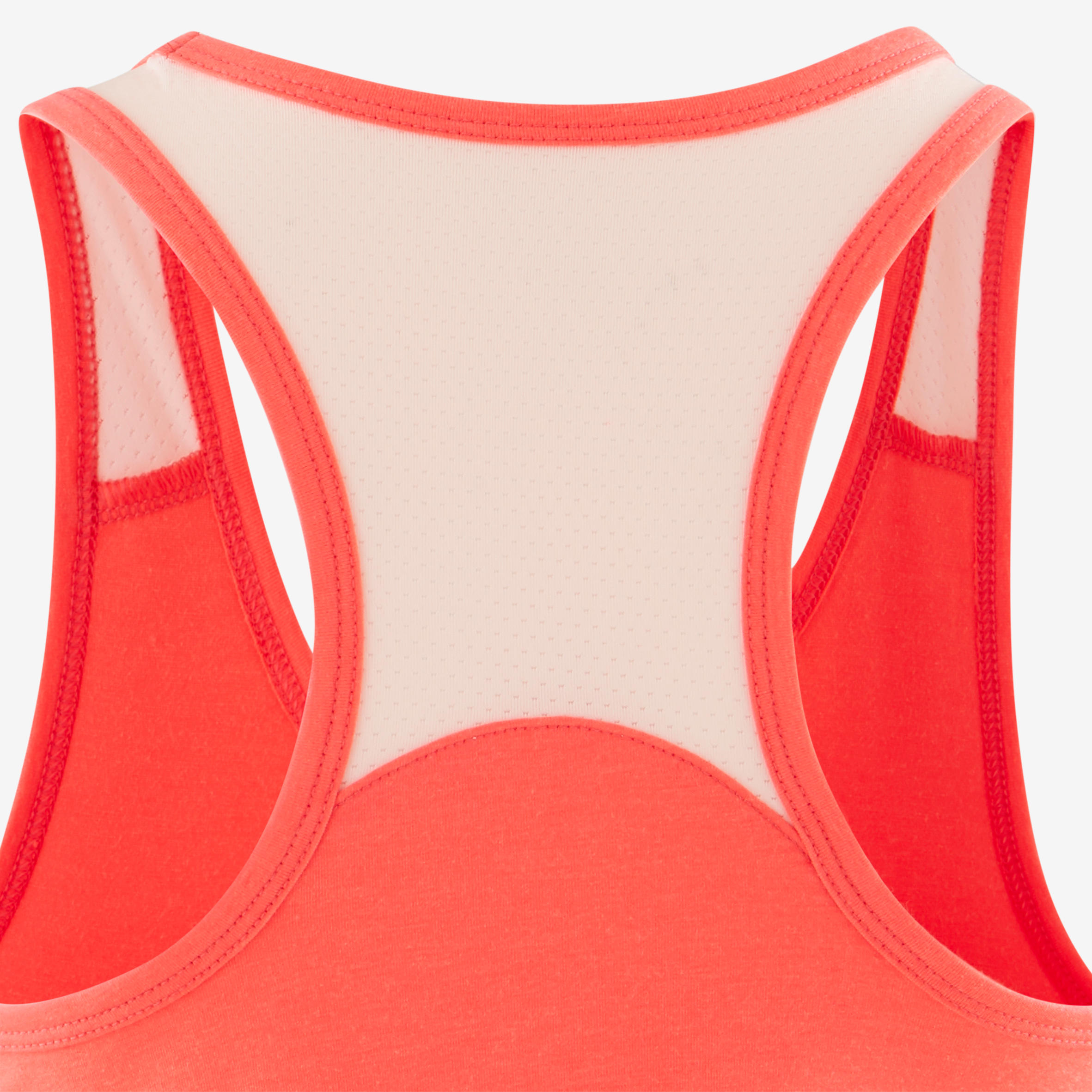 Girls' Breathable Gym Tank Top 500 - Plain Neon Pink 4/4