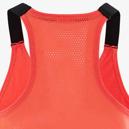 Girls' Breathable Gym Tank Top S580 - Neon Pink/Black Straps