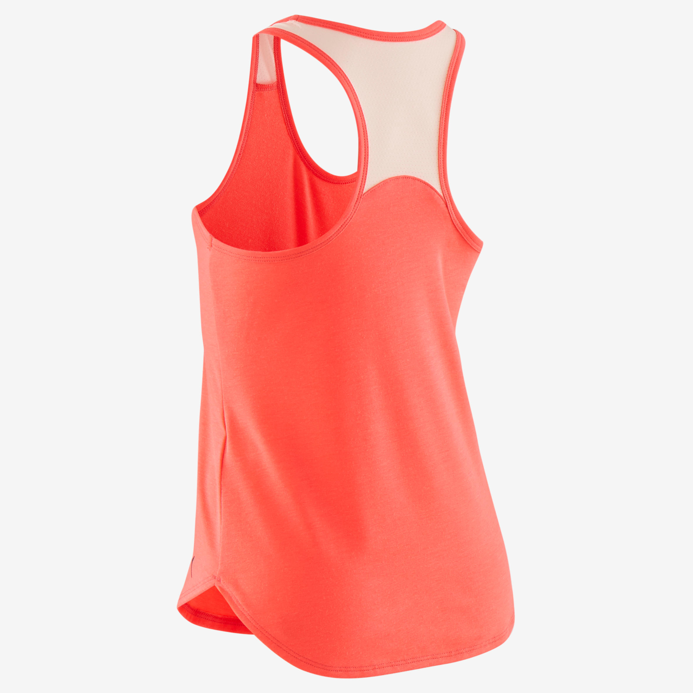 Girls' Breathable Gym Tank Top 500 - Plain Neon Pink 3/4