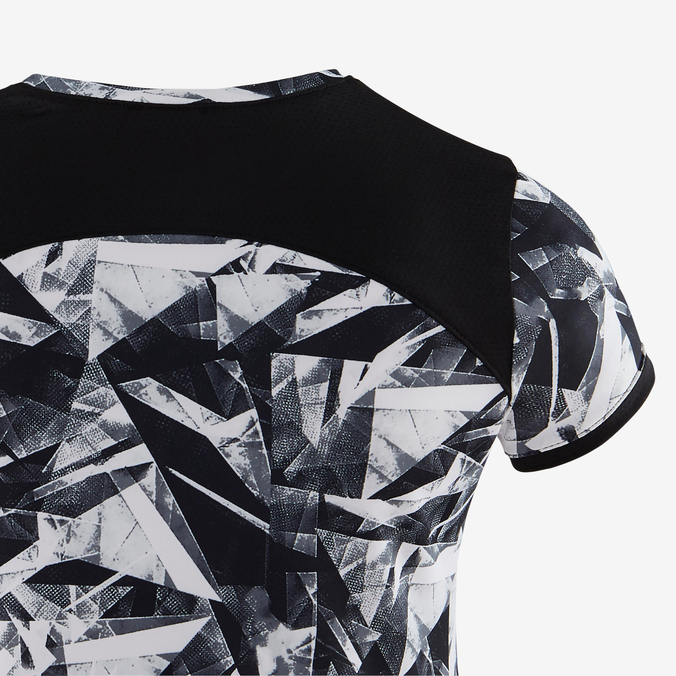 Girls' Breathable Synthetic Short-Sleeved Gym T-Shirt S500 - Black Print 5/5