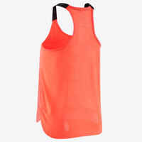 Girls' Breathable Gym Tank Top S580 - Neon Pink/Black Straps