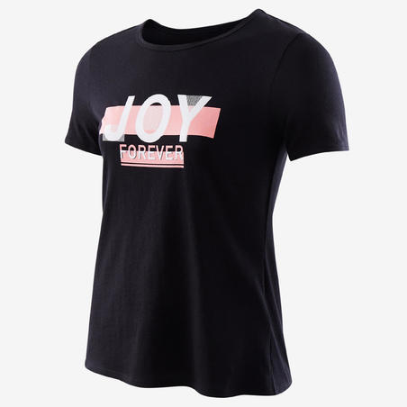 Girls' Short-Sleeved Gym T-Shirt 100 - Black/Print