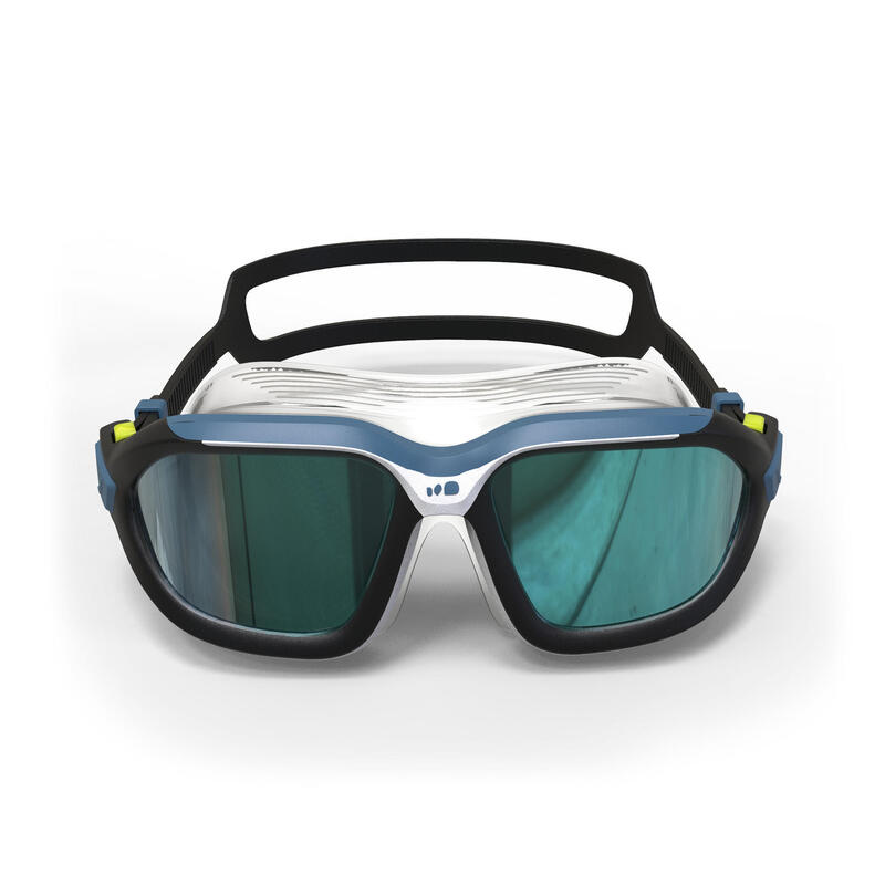 Yüzücü Maskesi - Büyük Boy - Siyah/Mavi - Aynalı Camlar - Active