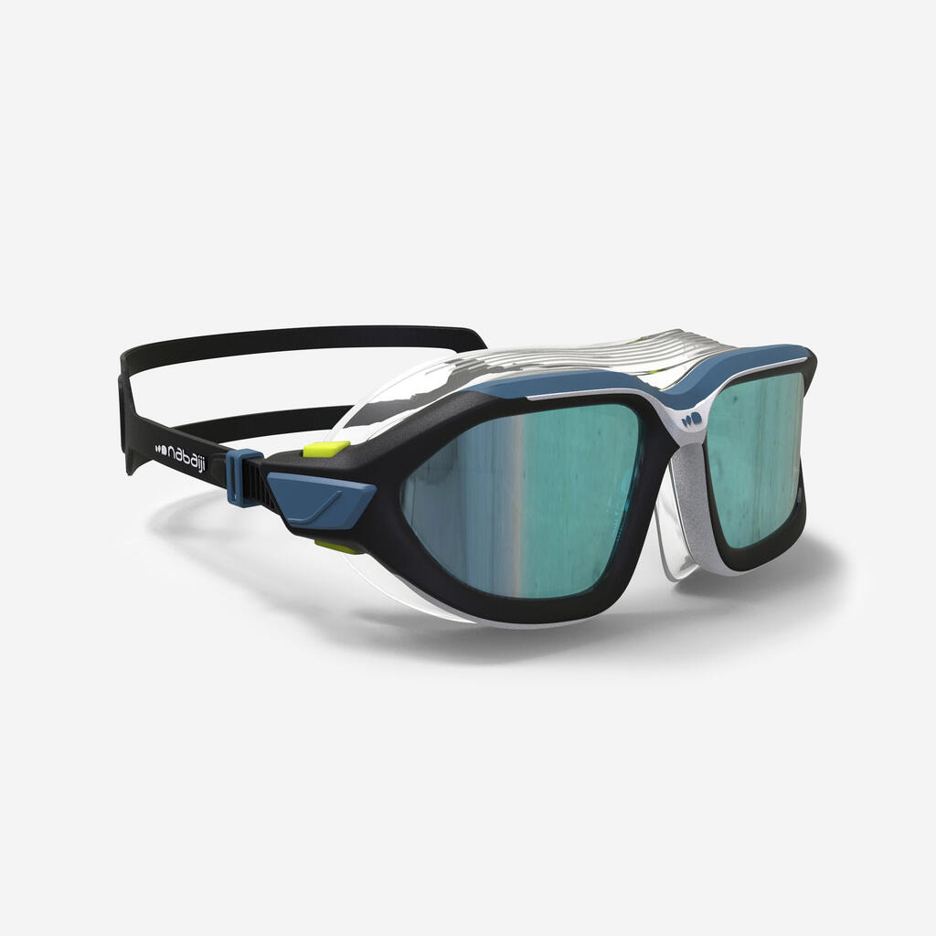 LENTES NATACIÓN ACTIVE NEGRO AZUL CRISTALES ESPEJO TALLA GRANDE