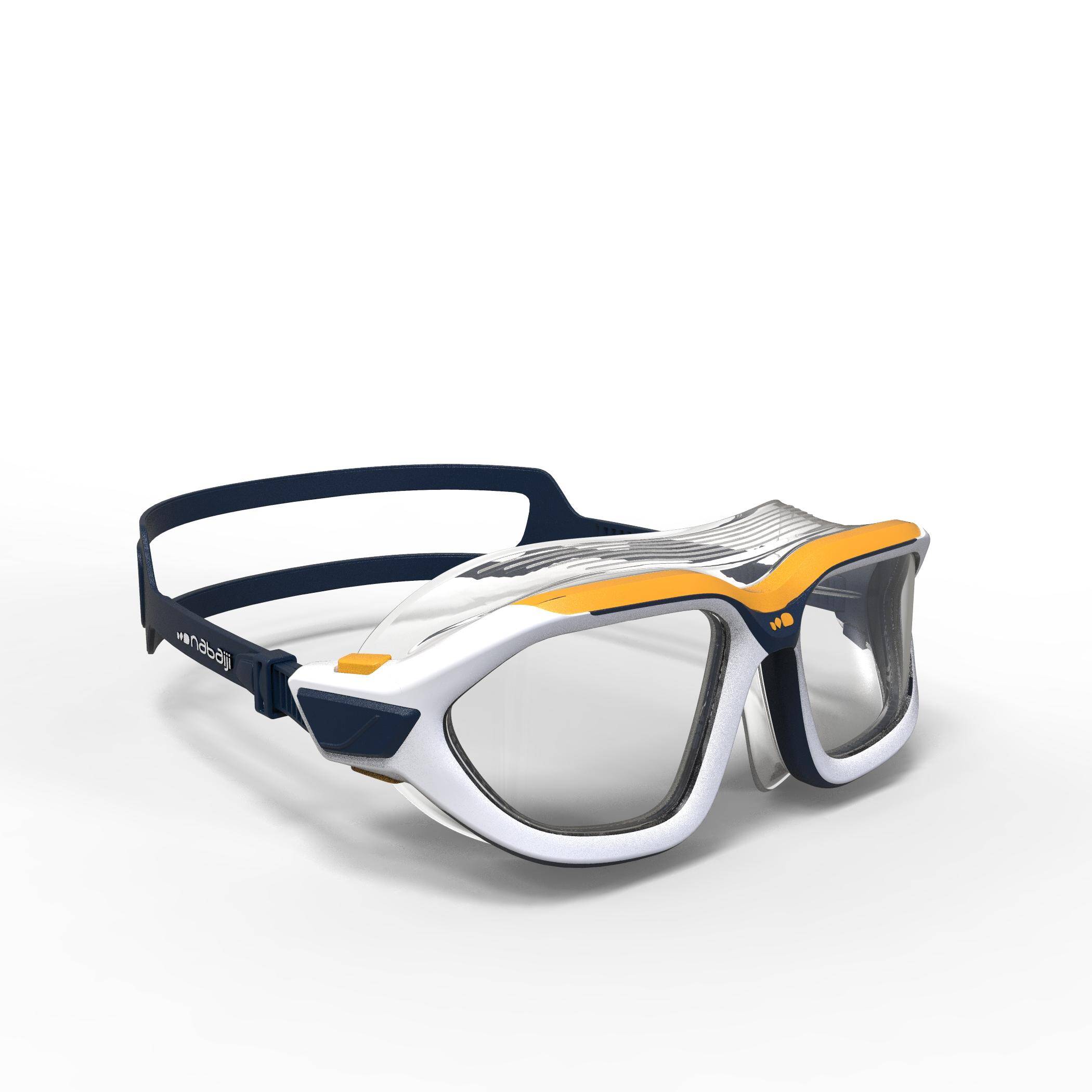 Swimming Pool Mask ACTIVE Size L Clear Lenses Wide Vision Yellow White -  1